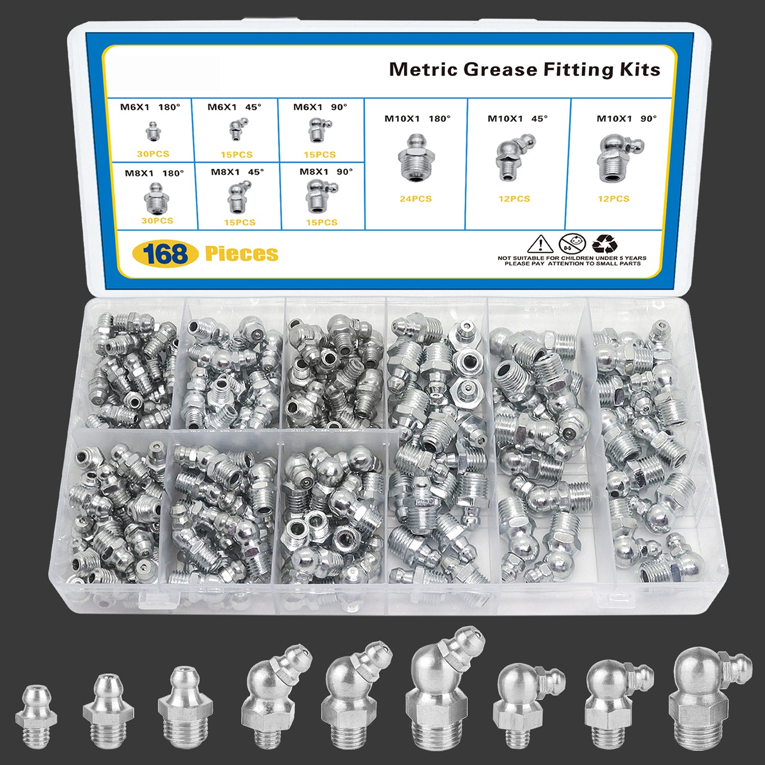 168 PCS Metric Grease Fitting