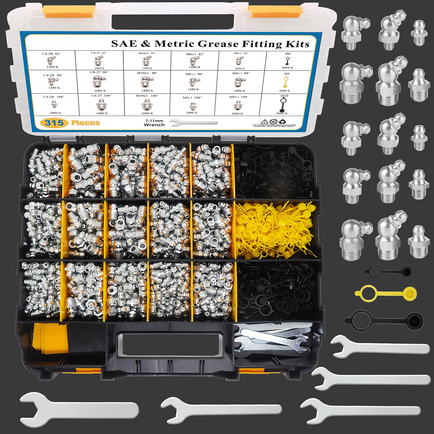 315 PCS SAE & Metric Grease Fitting