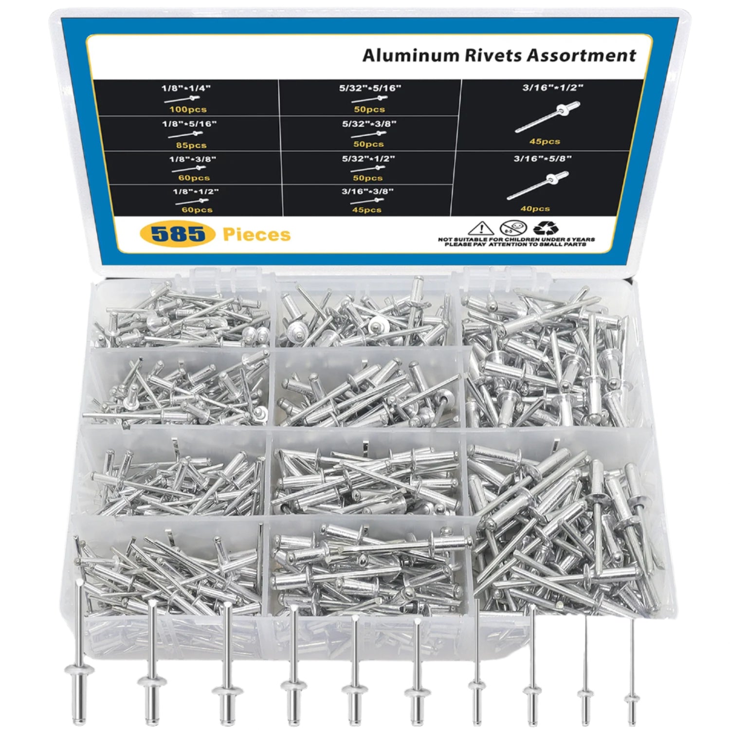 585PCS Aluminum Pop Rivets