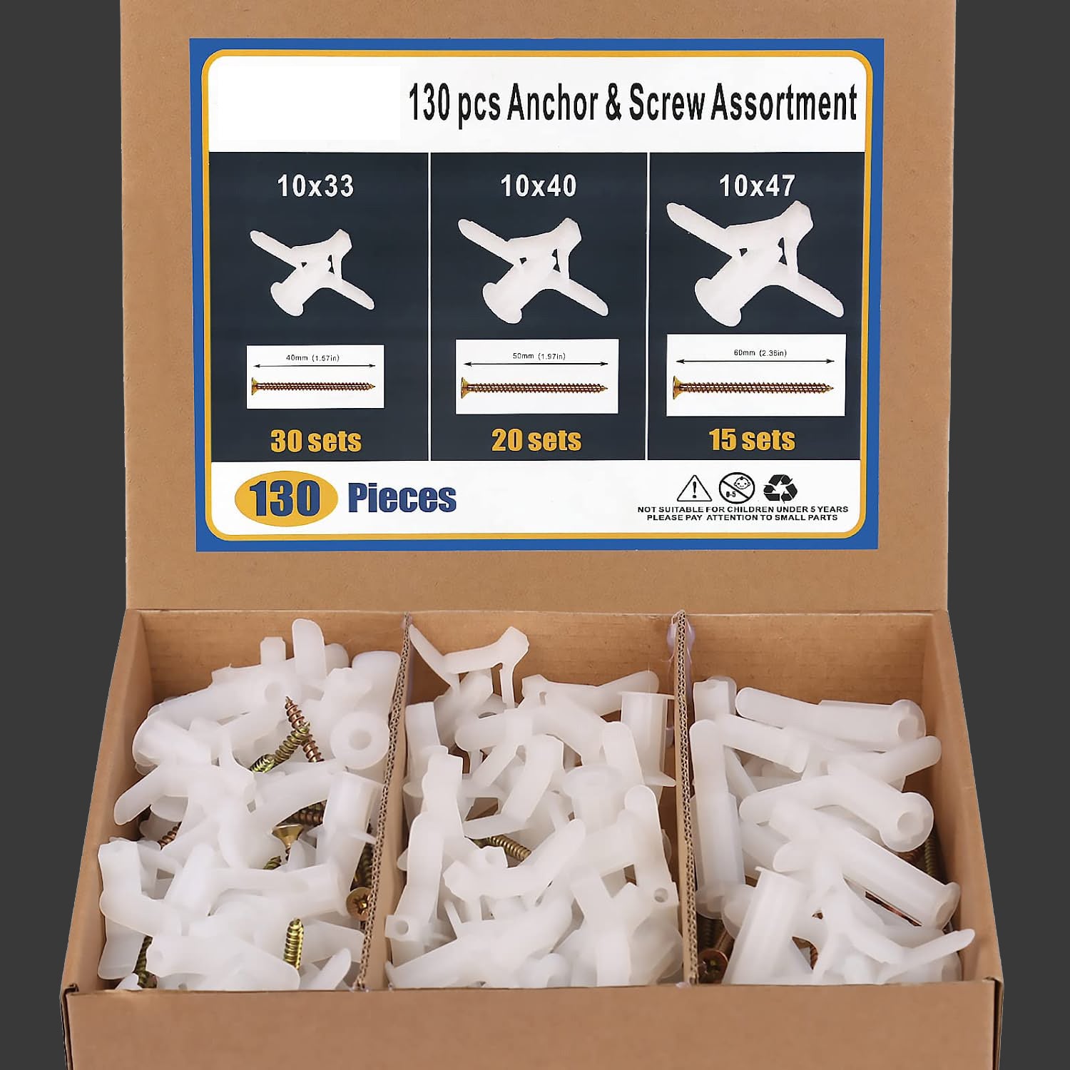 130 PCS Anchor & Screw