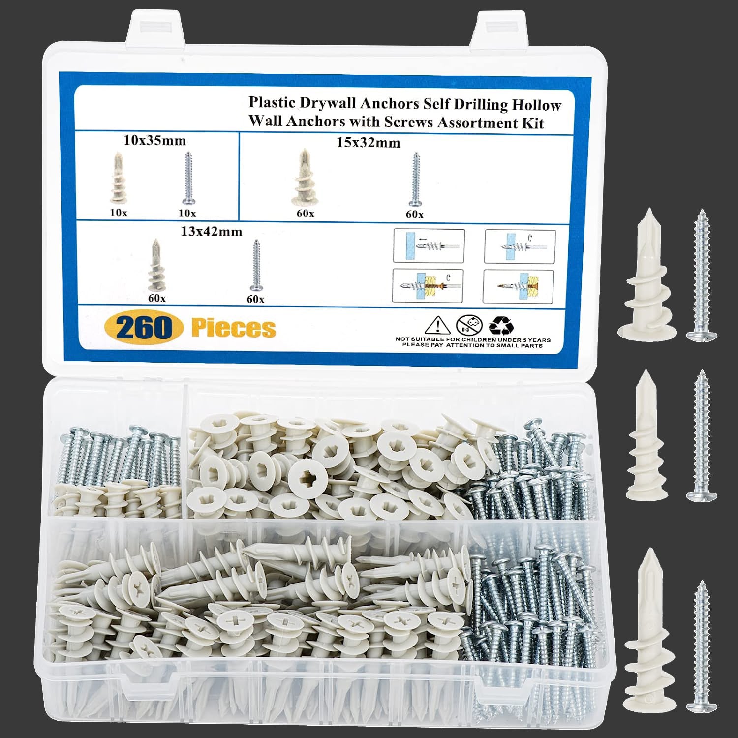 260 PCS Drywall Anchor