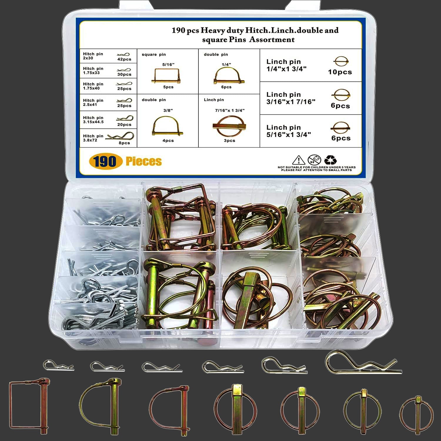 190Pcs Hitch Pin Clip Pins Attachments