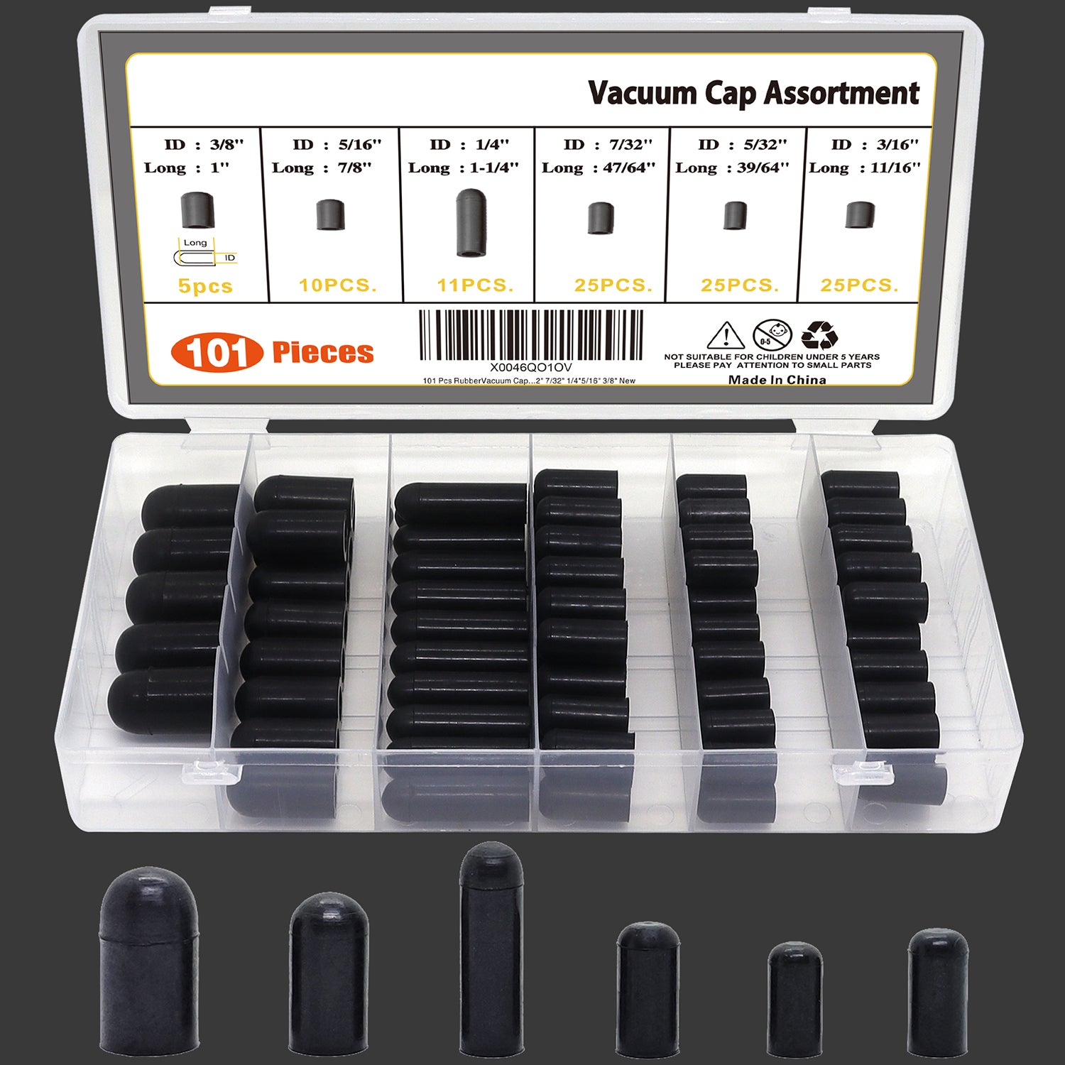 101pcs Rubber Vacuum Caps Assortment Kit