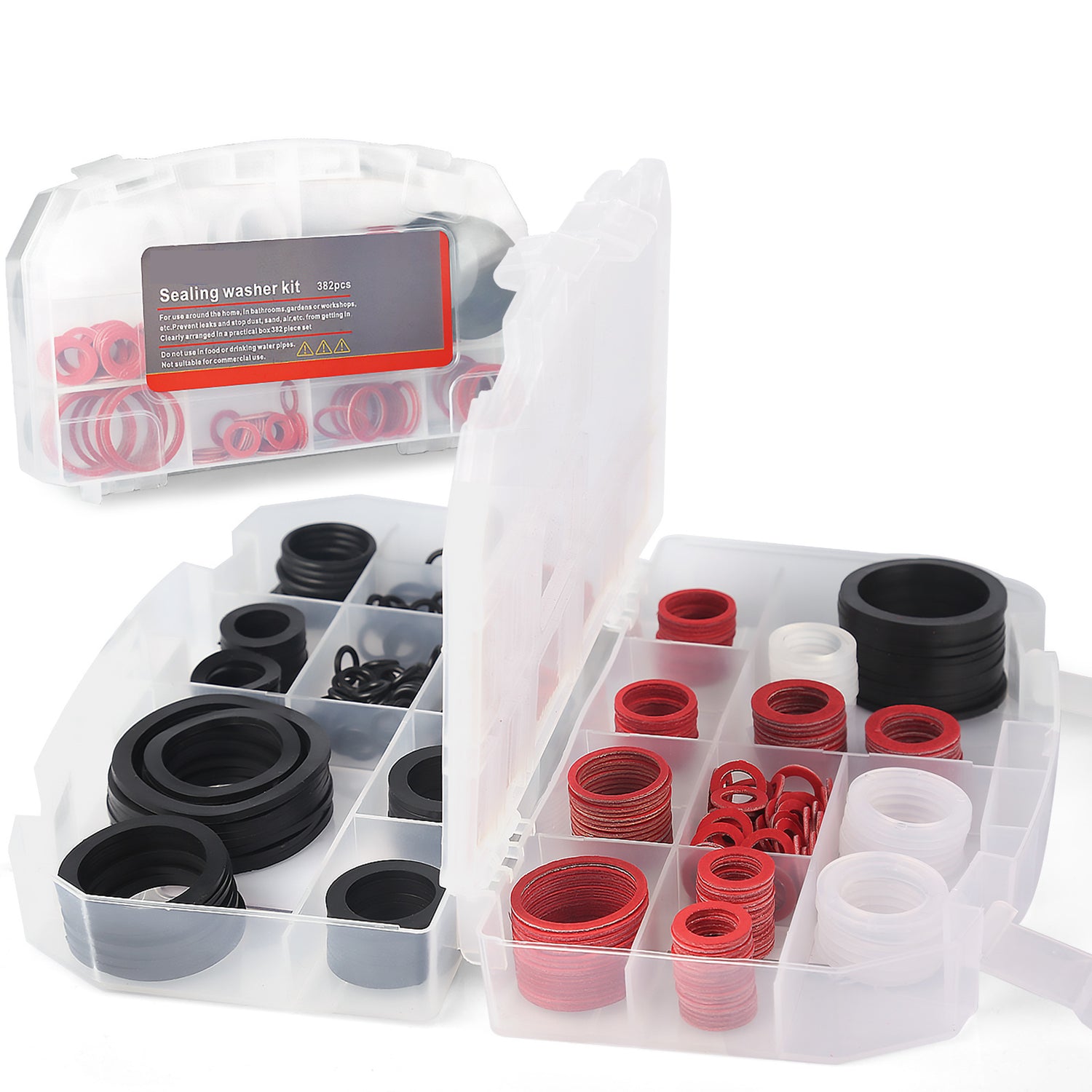 382 PCS Flat Faucet Sealing Washer Gasket Rubber Orings TPR Flat Washer Fiber Washer PE Washer Gasket