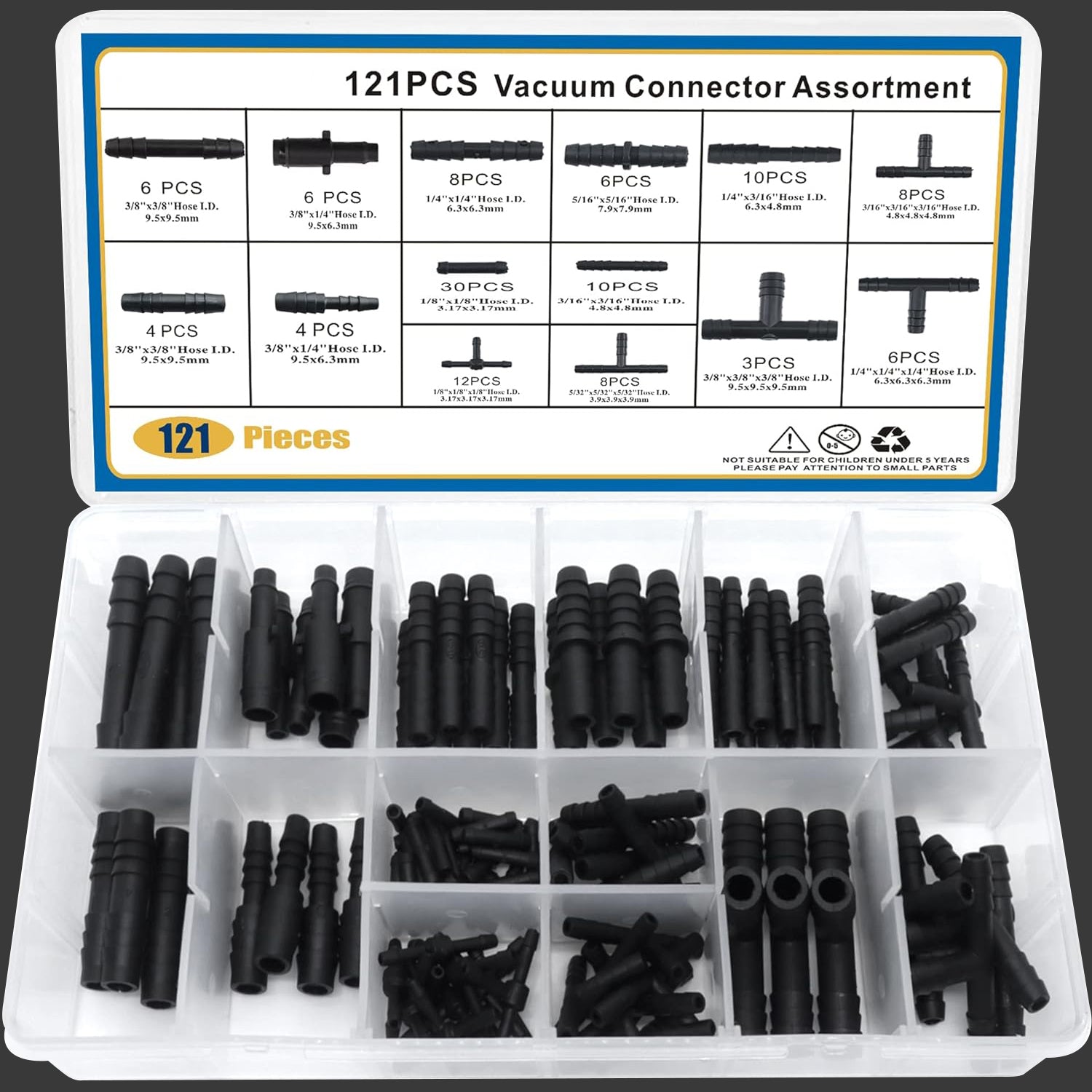 121 PCS Automotive Vacuum Connector Assortment Kit