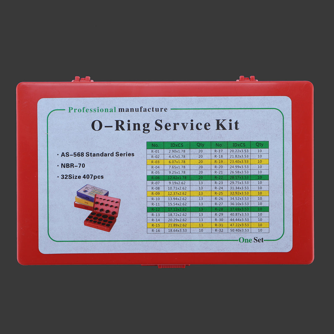 407 Pieces Inch Universal O-Ring Kit, Set of 32 USA Standard Sizes, Bu ...