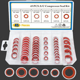 45 PCS Air Conditioning Compressor Port Seal Washer Kit A/C Gasket Assortment  (Red)