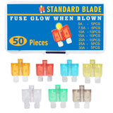 50 PCS Glow Fuse Standard Blade Automotive Fuse