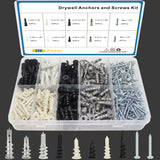Drywall Anchors and Screws Kit, 320 PCS Self Drilling Wall Anchors and Screws for Drywall,Sheetrock,Hollow Door,Plaster Wall - Zinc Metal & Nylon Plastic Assortment, No Pilot Hole Required