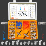SAE & Metric Grease Fitting Replacement Kit 1/4" 1/8" M6 M10 Straight 45 90 Degree Zerks, Hydraulic Grease Fittings Standard with Plastic Grease Fitting Caps, 2 PCS Multi Tools (332 PCS)