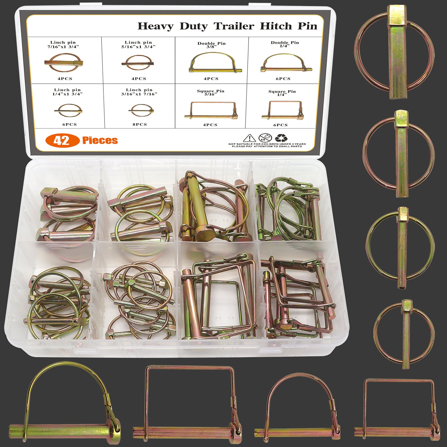 42 PCS Shaft Locking Pin,Heavy Duty Lynch Pin