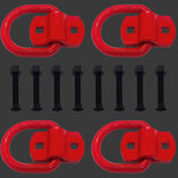 4PCS Heavy Duty Bolt-On Forged D Ring, 1/2" D Rings with Screws & Bolts,12000 LBS Break Strength Tie Down Anchors Hooks,Securing Cargo for Trailers, Truck Bed (Red)