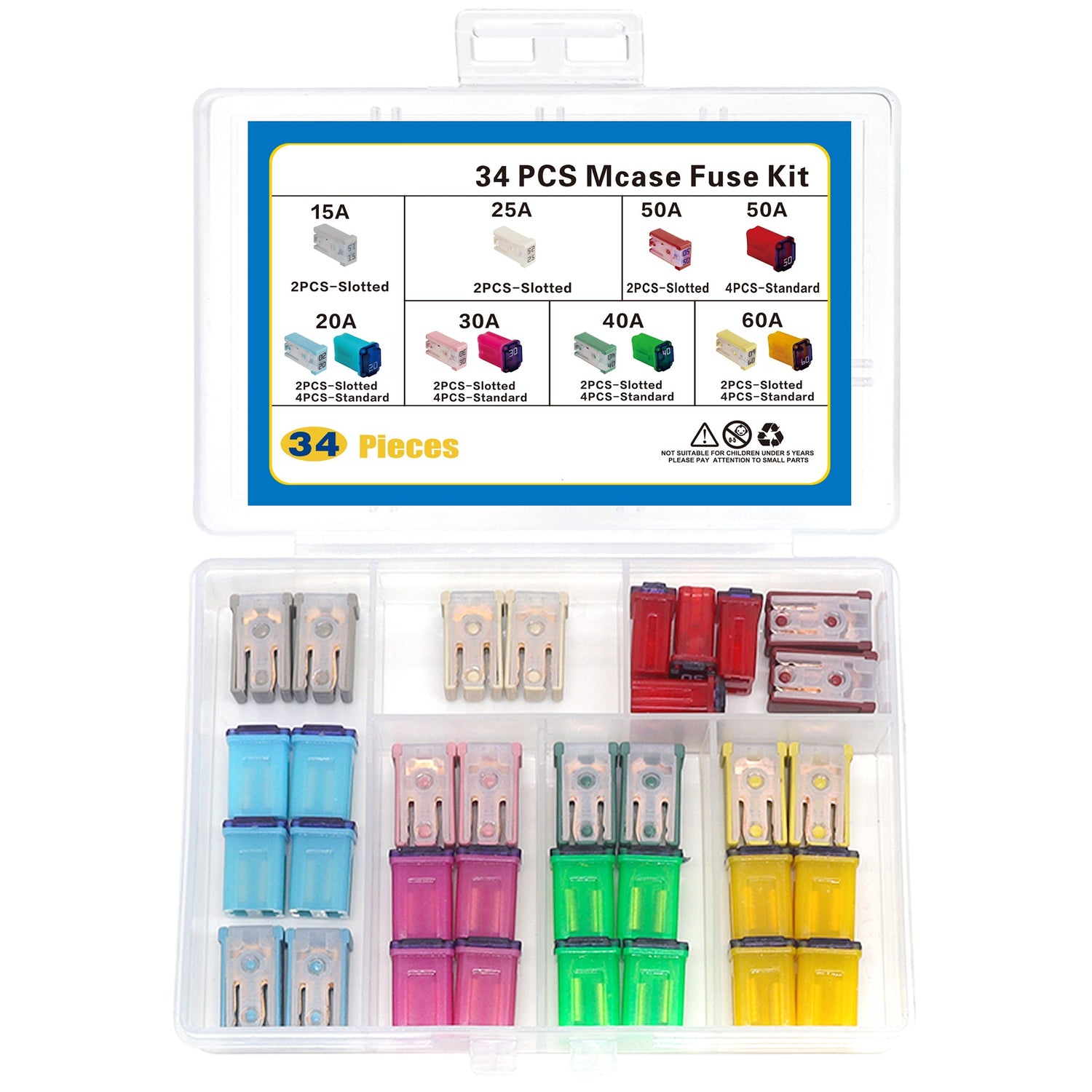 Maxi Blade Fuse Assortment Car Fuse 20A 30A 40A 50A 60A 70A 80A 100A Maxi Auto Fuse Kit 34 Pieces
