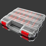 Tools Organizer Box Small Parts Storage Box 50-Compartment Double Side Hardware Organizers with Removable Plastic Dividers Red