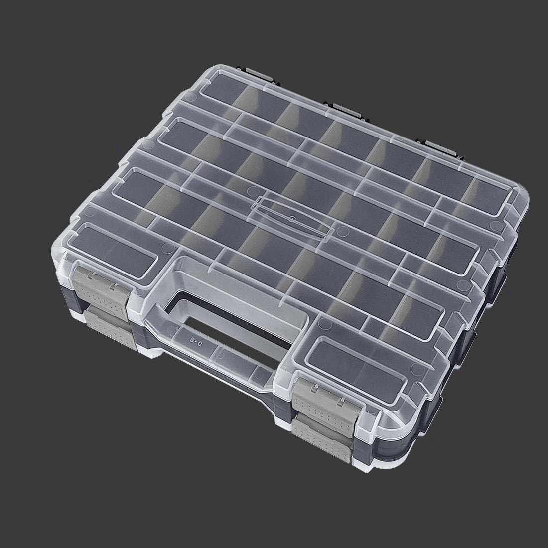 Tools Organizer Box Small Parts Storage Box 50-Compartment Double Side Hardware Organizers with Removable Plastic Dividers Grey