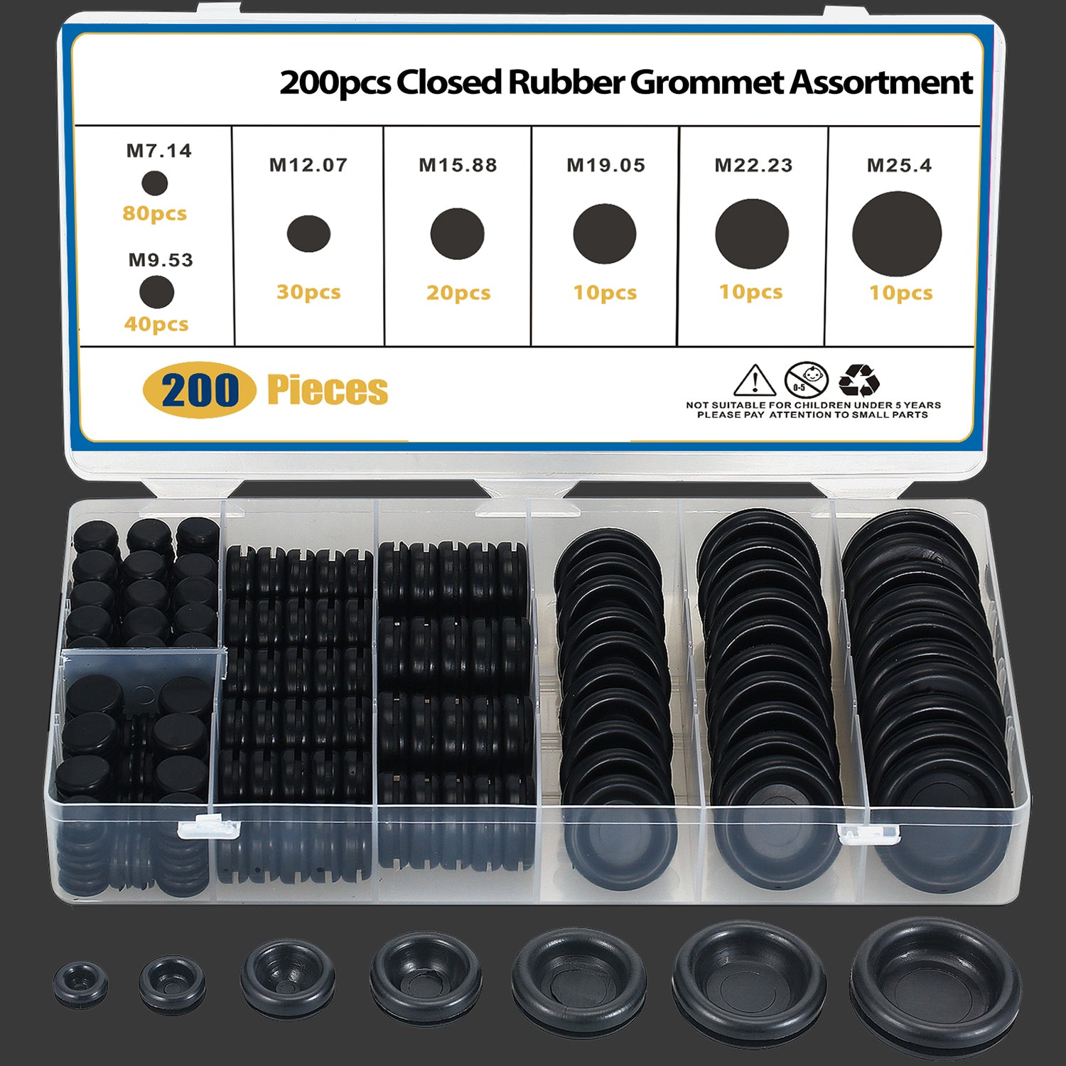 200 PCS Rubber Grommet Assortment