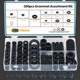 200 PCS Hollow Rubber Grommet Firewall Hole Plug Assortment
