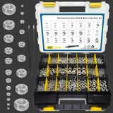 511 PCS SAE & Metric Hex Nut Assortment Kit with Double Side Organizer, 304 Stainless Steel Nuts Set (2# 4# 6# 8# 10# 12# 1/4 5/16 3/8 7/16 1/2, M2 M2.5 M3 M4 M5 M6 M8 M10 M12)