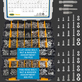 1609 PCS Machine Screws Assortment Kit, 304 Stainless Steel Nuts and Bolts,Phillips Pan Head and Flat Head Screws with Nuts, Bolts,Washers and 4pcs Screwdriver Bit, Double Sided Organizer