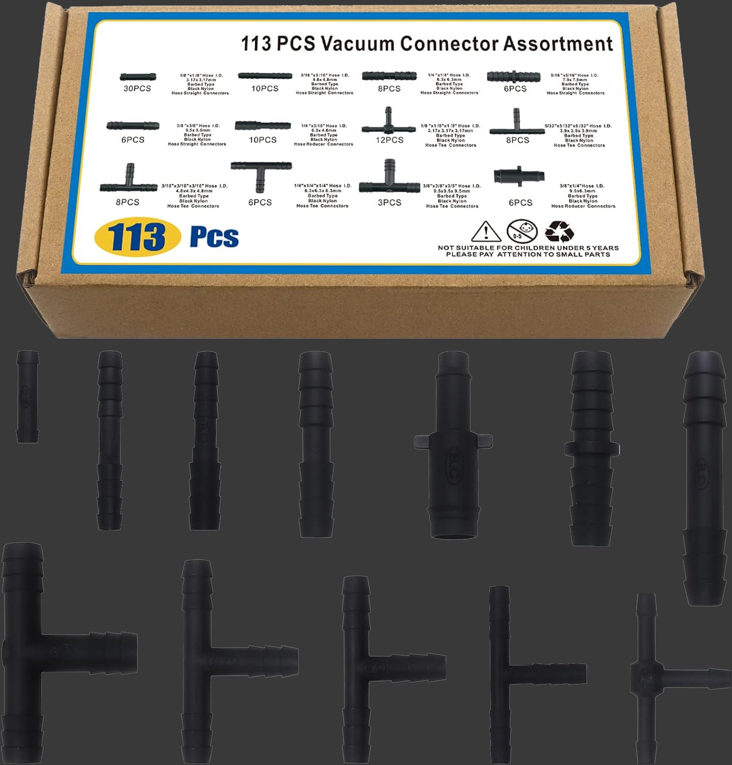 113PCS Vacuum Connector Assortment 113 PCS